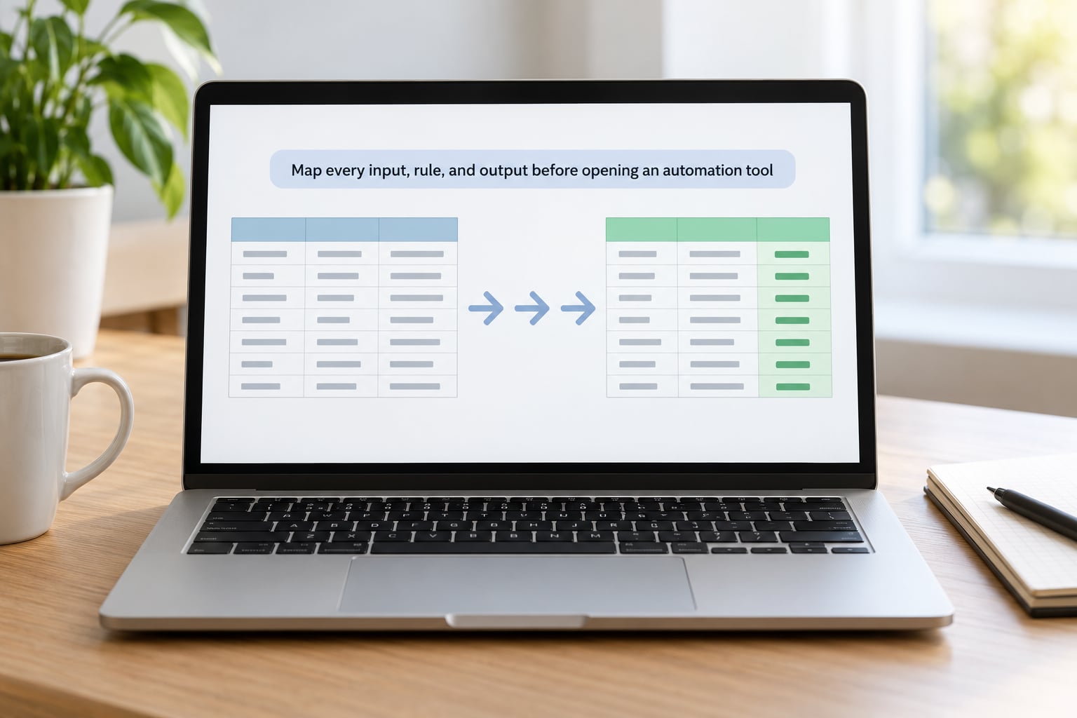 Map every input, rule, and output before opening an automation tool