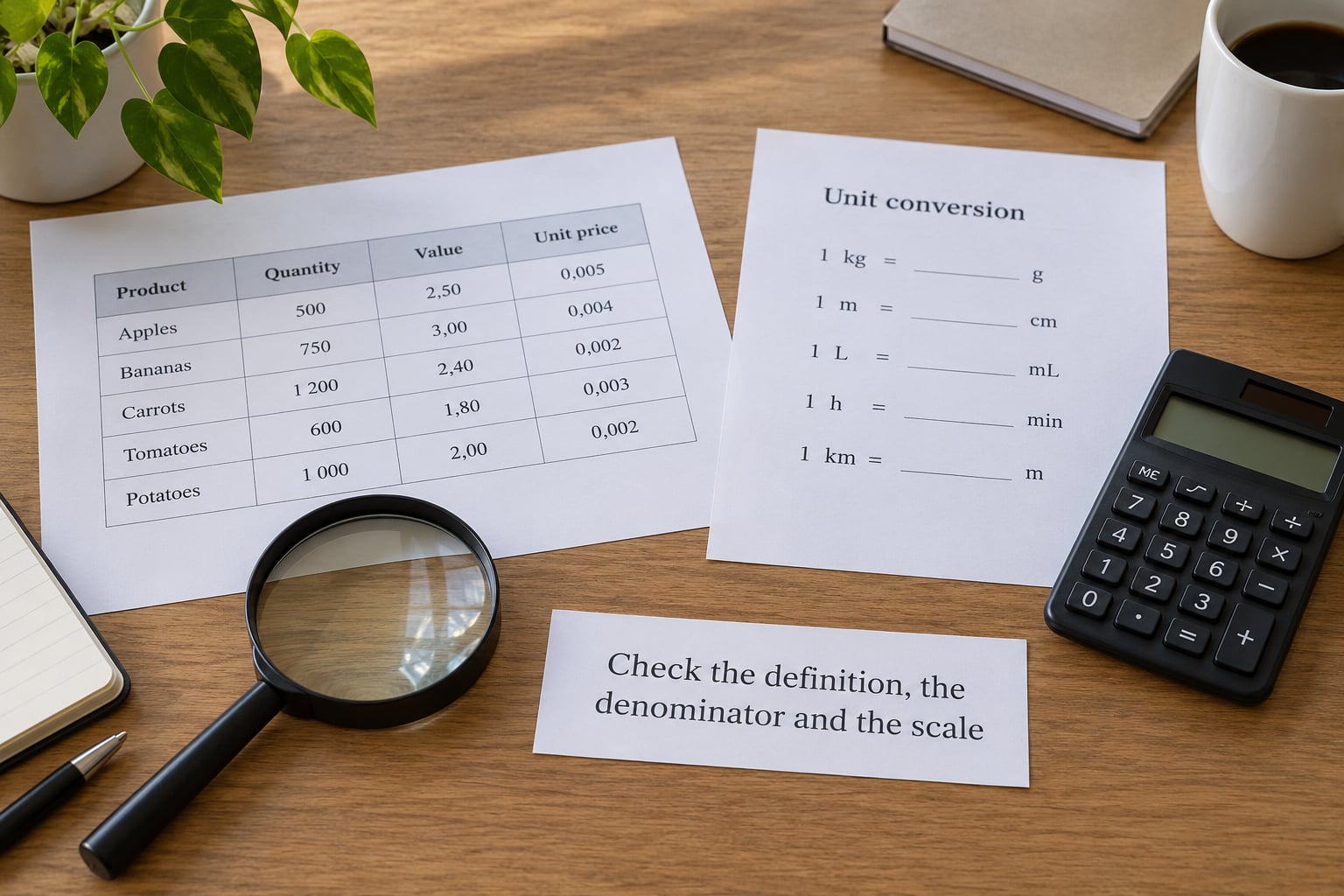 Check the definition, the denominator and the scale
