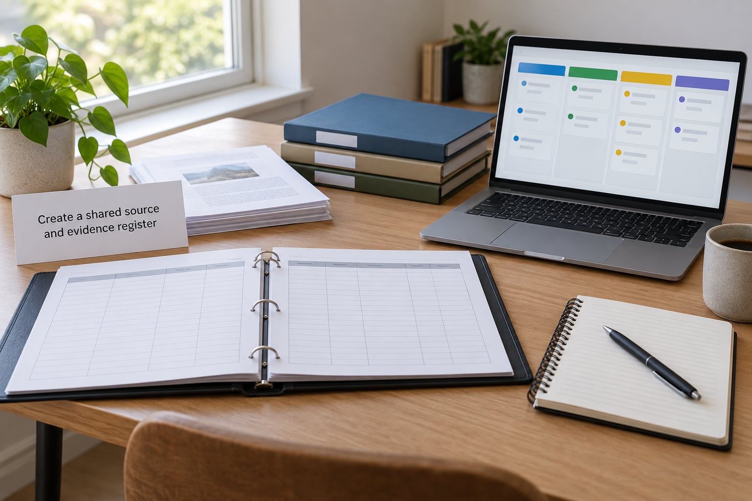 Create a shared source and evidence register