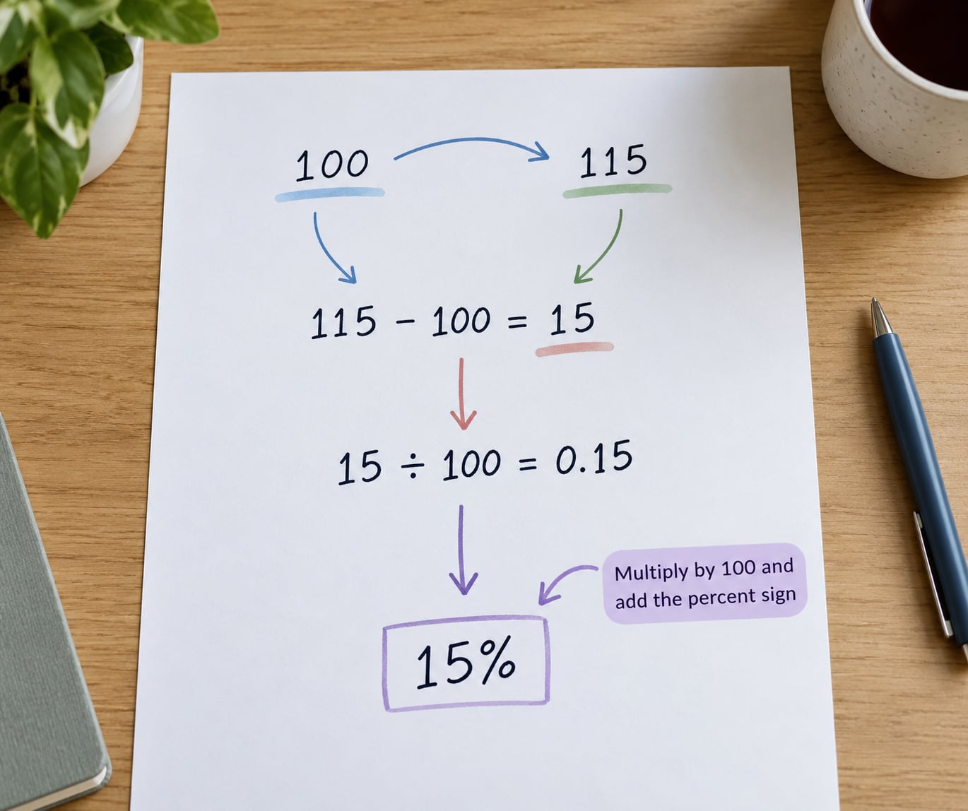 Multiply by 100 and add the percent sign