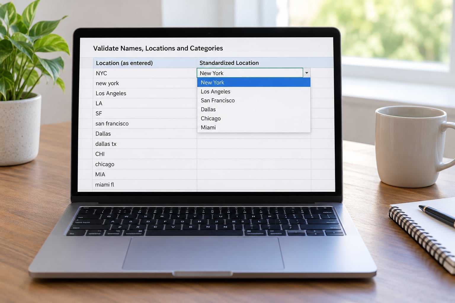 Validate Names, Locations and Categories