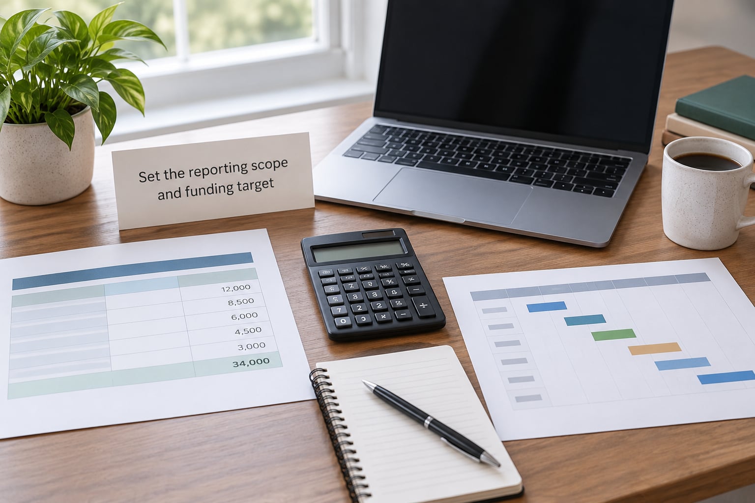 Set the reporting scope and funding target