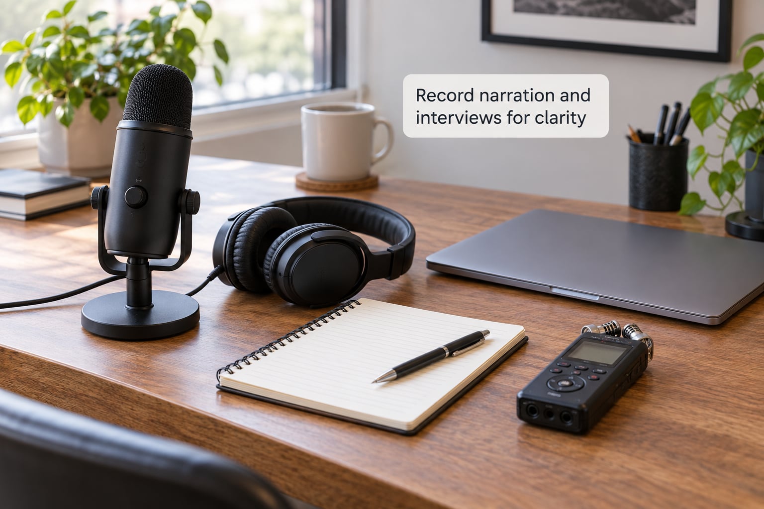 Record narration and interviews for clarity