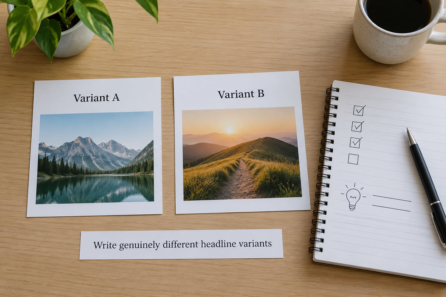 Write genuinely different headline variants