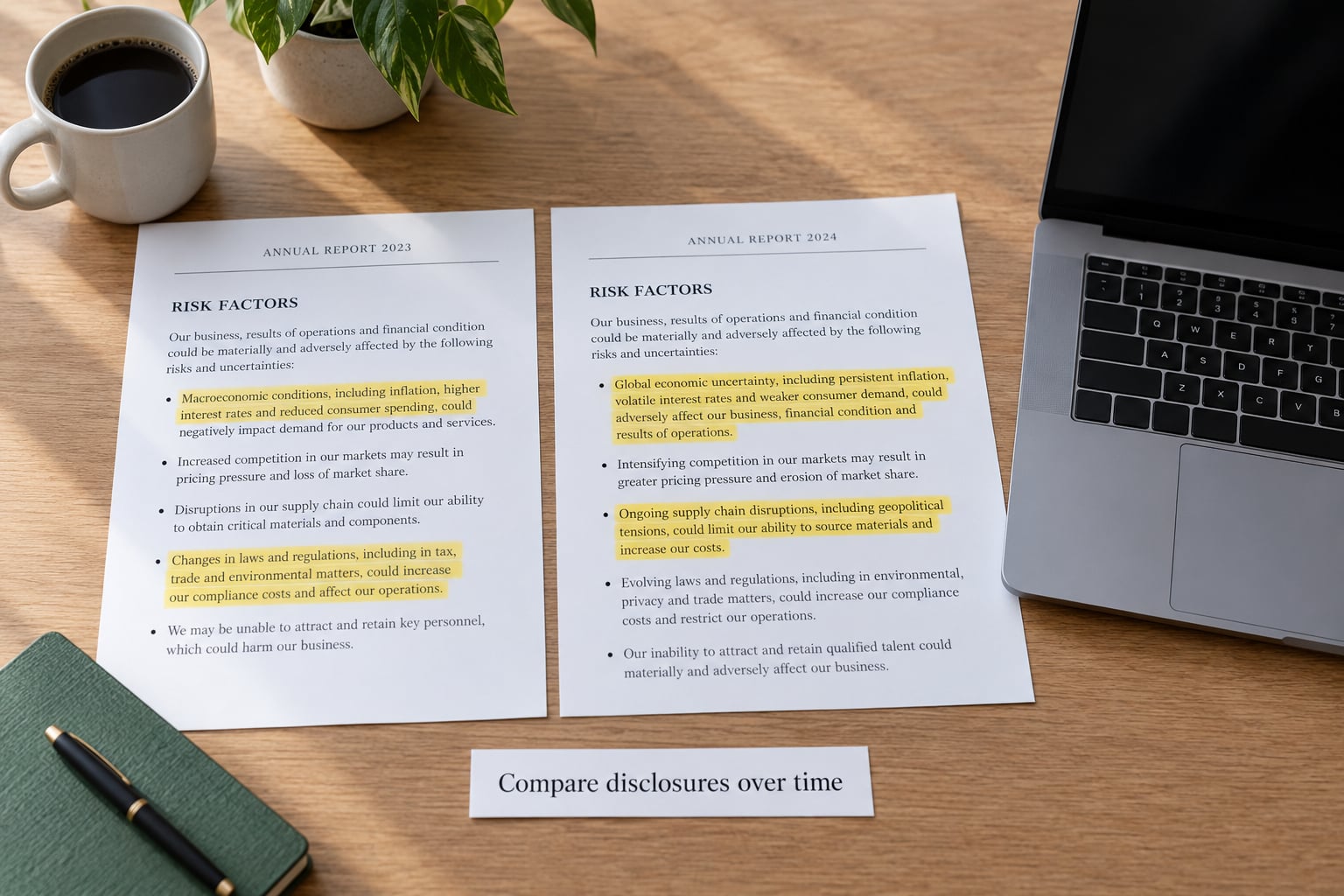 Compare disclosures over time
