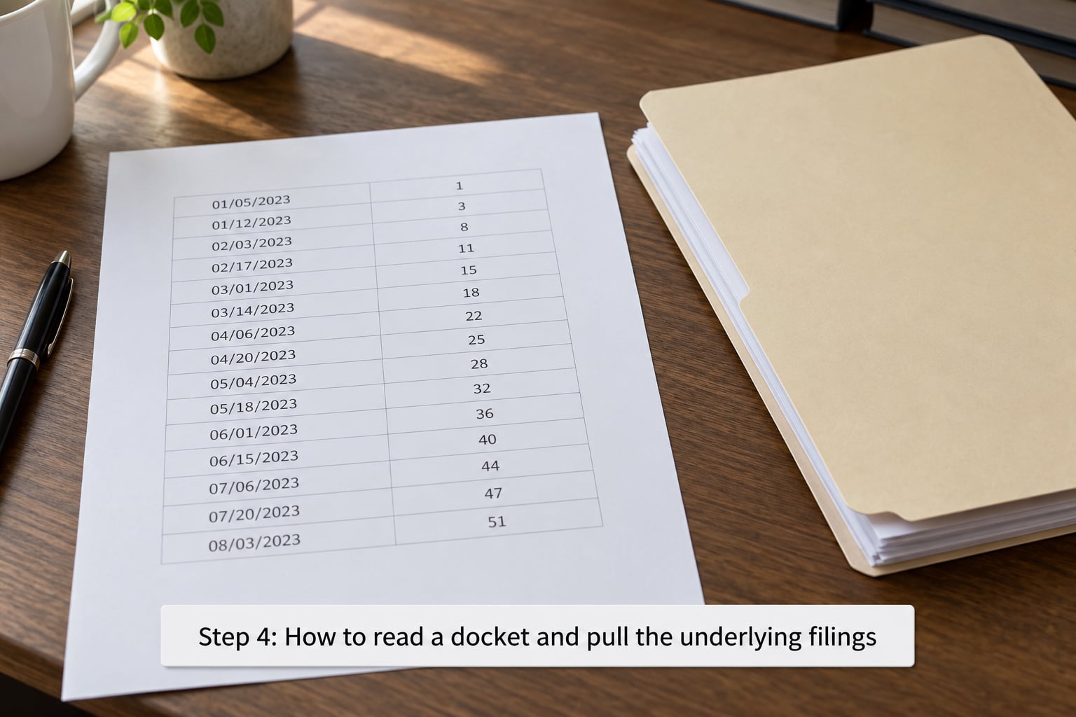 Step 4: How to read a docket and pull the underlying filings