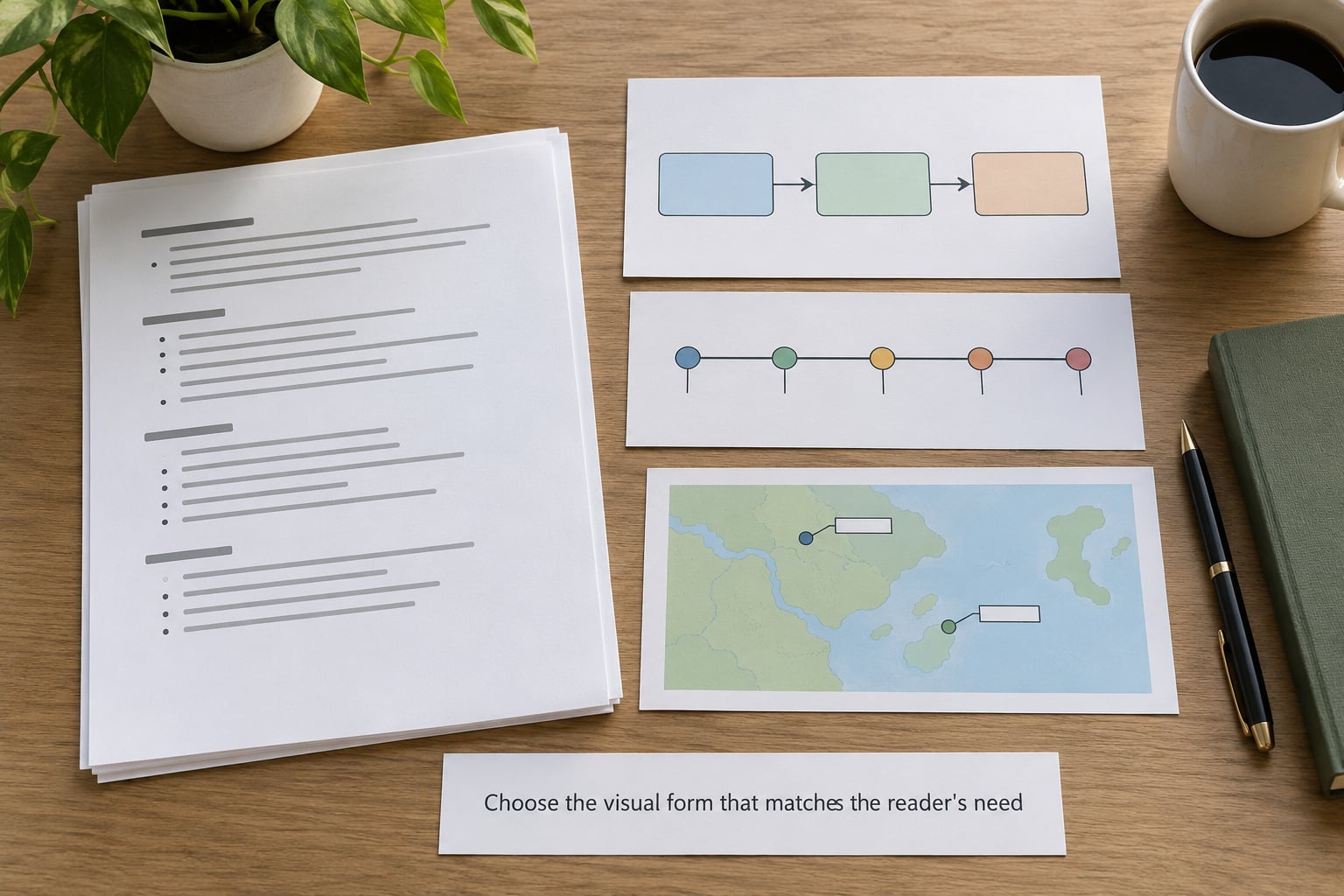 Choose the visual form that matches the reader's need