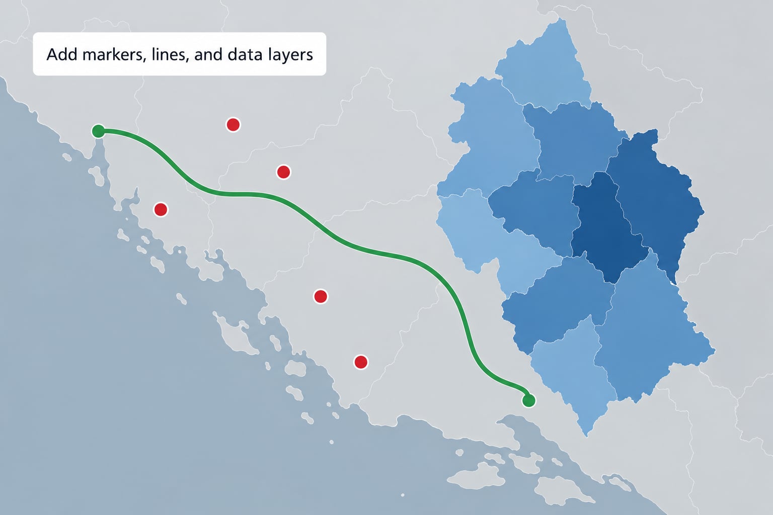 Add markers, lines, and data layers