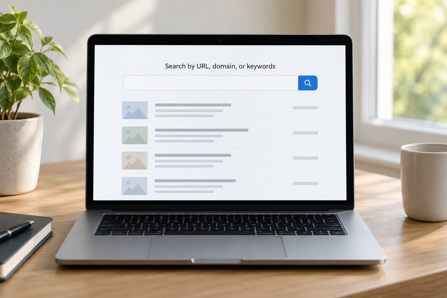 Search by URL, domain, or keywords