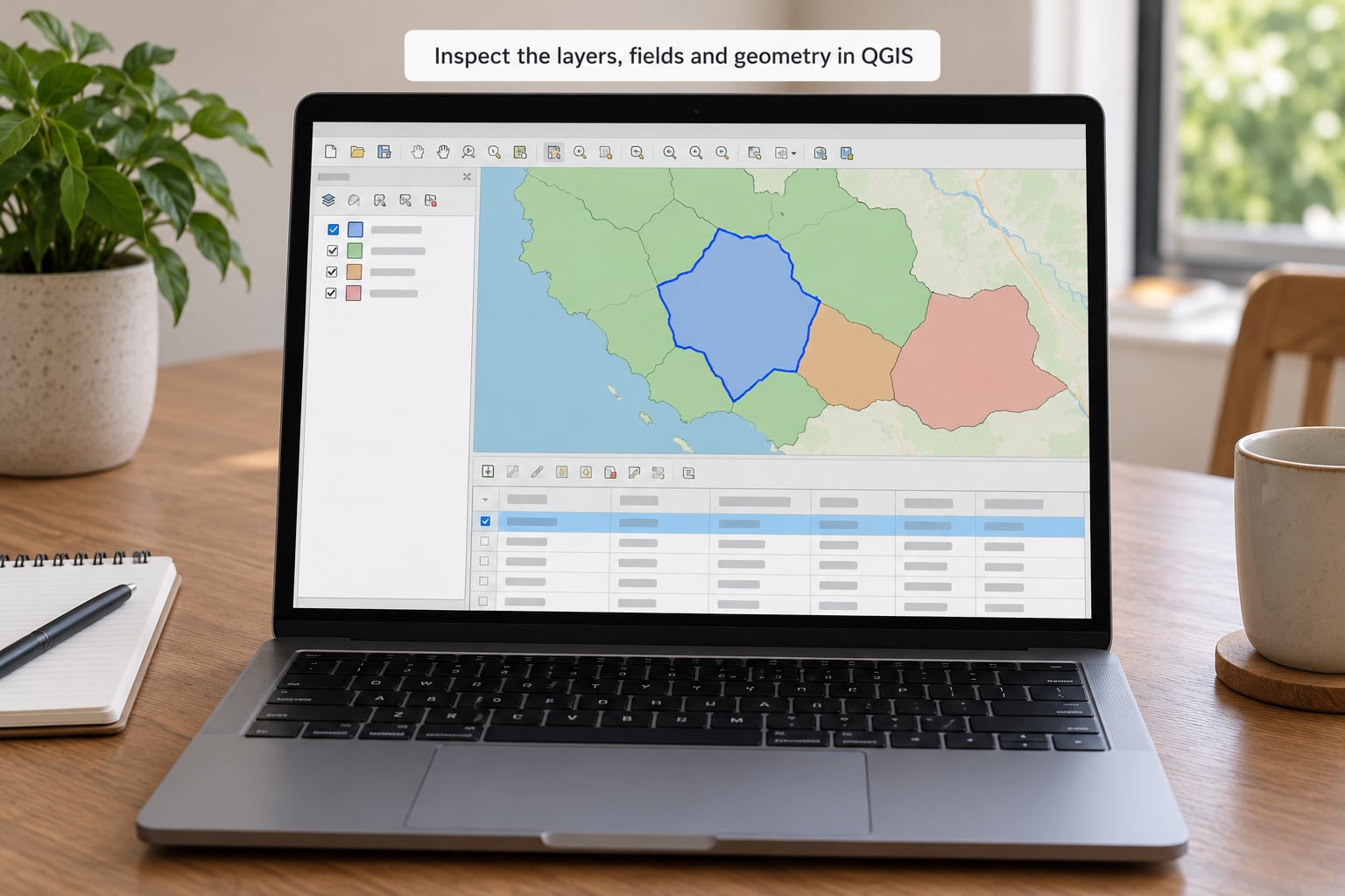 Inspect the layers, fields and geometry in QGIS